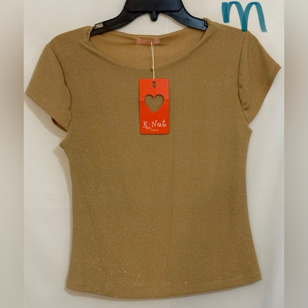 Tan Fitted Cap Sleeve T-Shirt